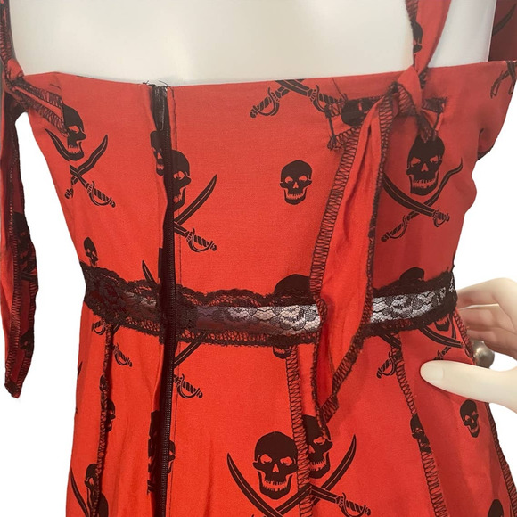 Shrine Vintage Cocktail Dress Orange Pirates Print Size M - Picture 7 of 16